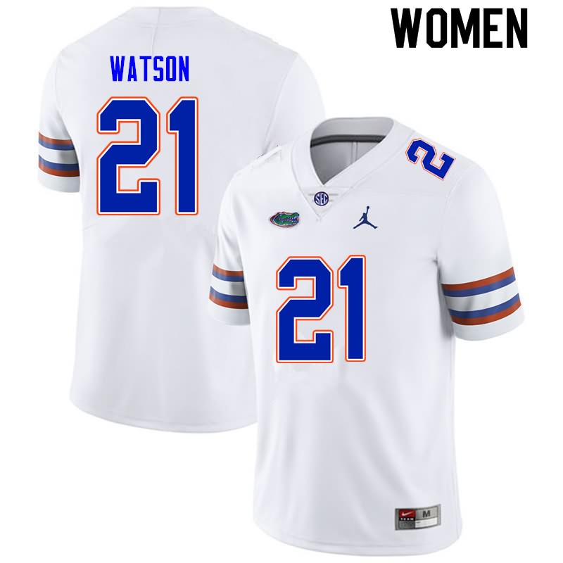 NCAA Florida Gators Desmond Watson Women's #21 Nike White Stitched Authentic College Football Jersey SWX4464RU